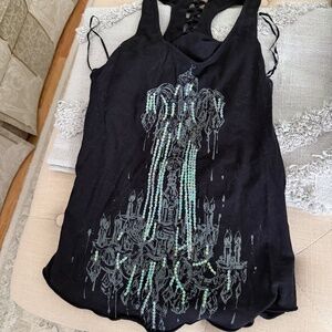 Chandelier Sequin Tank Top with lace up back by Guess - medium